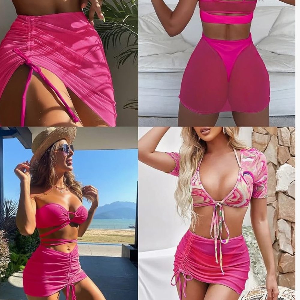 Short Sheer Beach Cover Up Ruched Drawstring Bikini Swimsuit Wrap for Swimwear